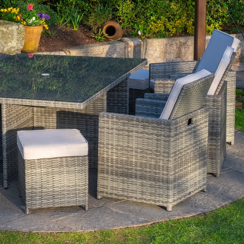 Charleston - 6 Seat Cube Set with Rectangular Table (Light Grey) - Rathwood Store