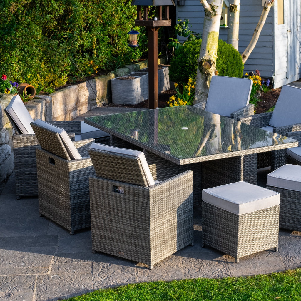 Charleston - 6 Seat Cube Set with Rectangular Table (Light Grey) - Rathwood Store