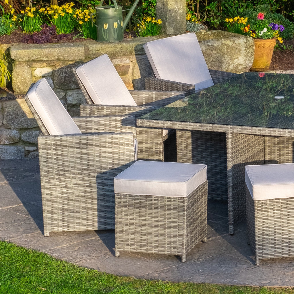 Charleston - 6 Seat Cube Set with Rectangular Table (Light Grey) - Rathwood Store