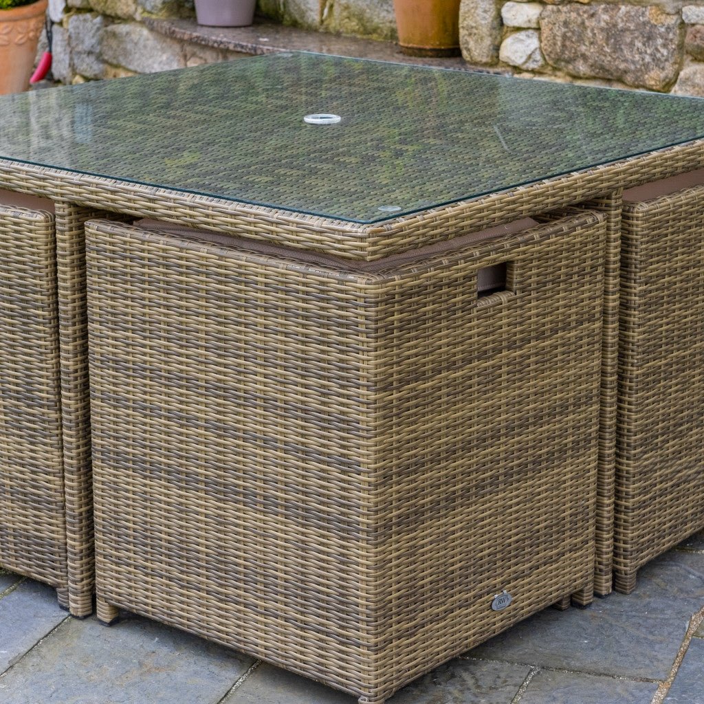 Chester - 4 Seat Cube Set with Square Table (Natural) - Rathwood Store