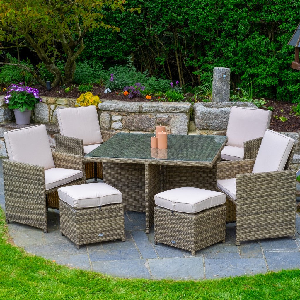 Chester - 4 Seat Cube Set with Square Table (Natural) - Rathwood Store