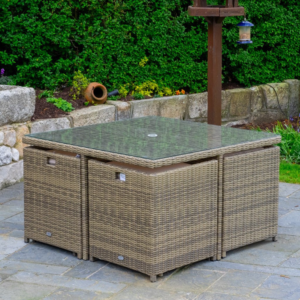 Chester - 4 Seat Cube Set with Square Table (Natural) - Rathwood Store