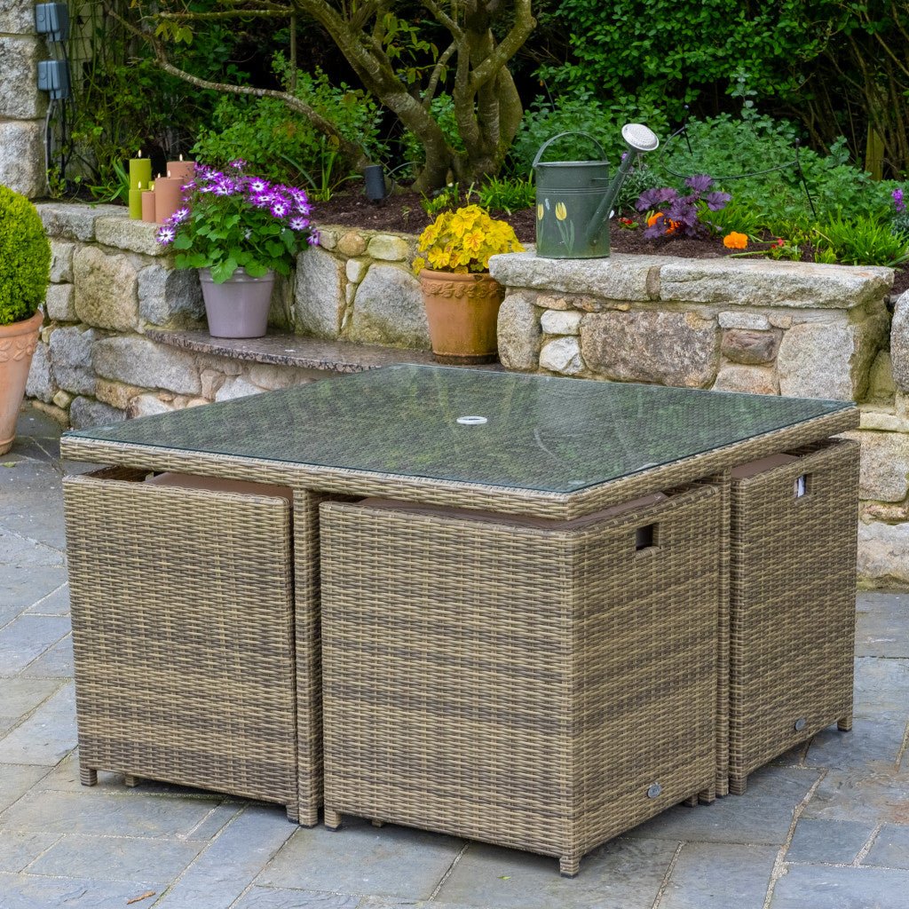 Chester - 4 Seat Cube Set with Square Table (Natural) - Rathwood Store