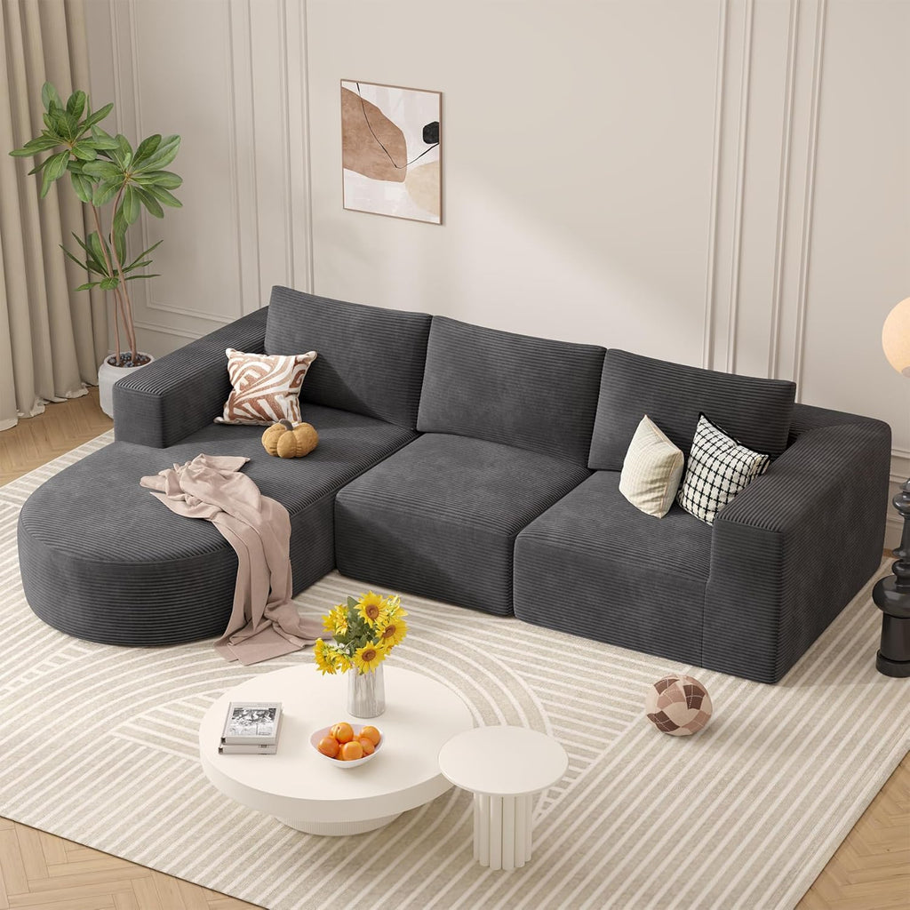 Cloud Modular L - Shaped Sleeper Sofa with Deep Seat - Grey - Rathwood Store