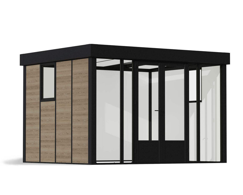 Copenhagen 10 ft. x 12 ft. Garden Office Kit - Black Structure & Clear Glazing - Rathwood Store