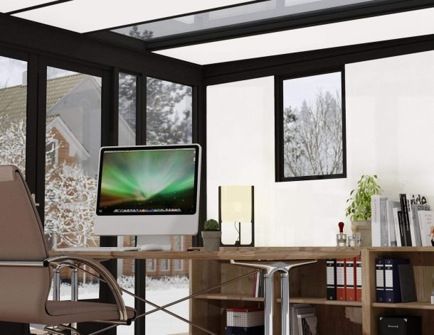 Copenhagen 10 ft. x 12 ft. Garden Office Kit - Black Structure & Clear Glazing - Rathwood Store