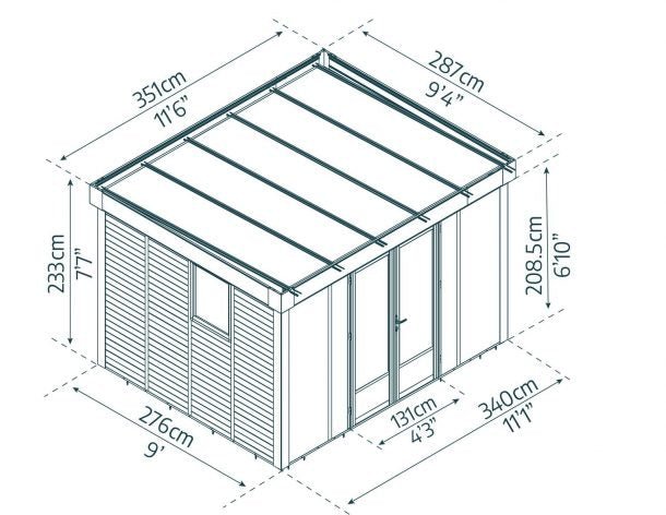 Copenhagen 10 ft. x 12 ft. Garden Office Kit - Black Structure & Clear Glazing - Rathwood Store