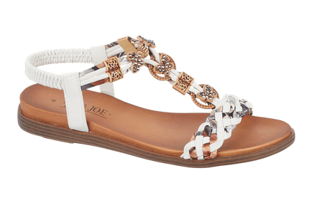 Crete Embellished Trim Sandal - WHITE - Rathwood Store