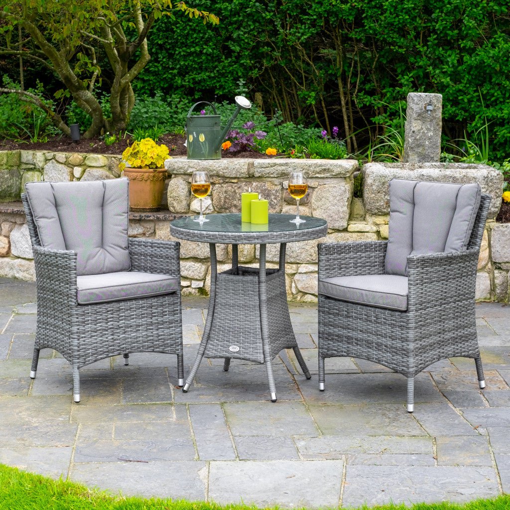 Cuba - 2 Seat Set with 70cm Round Table Bistro (Light Grey) - Rathwood Store