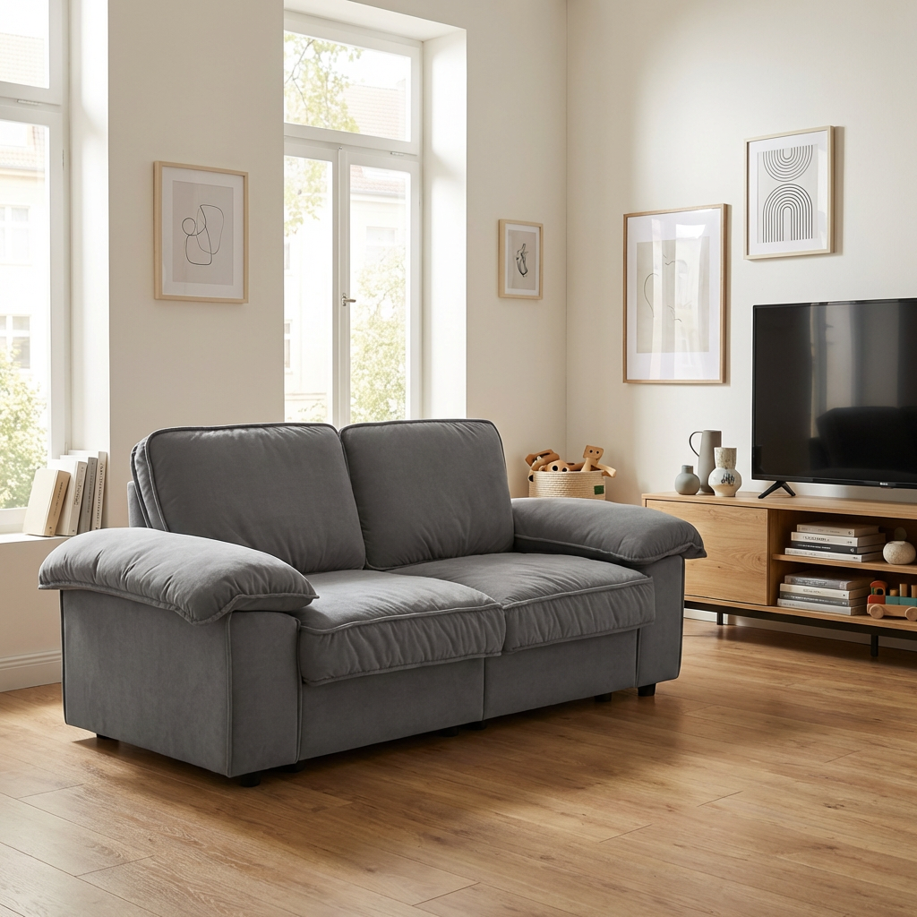 FX-P20EU-GY1 Modern Sofa with Hidden Storage Comfortable Upholstery Grey