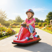 Bumper Car for Children with 360-Degree Rotation, LED Lights and Music, Red