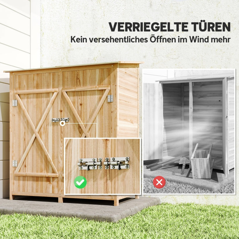 Tool Shed with Side Table, 140x75x157cm, Fir Wood