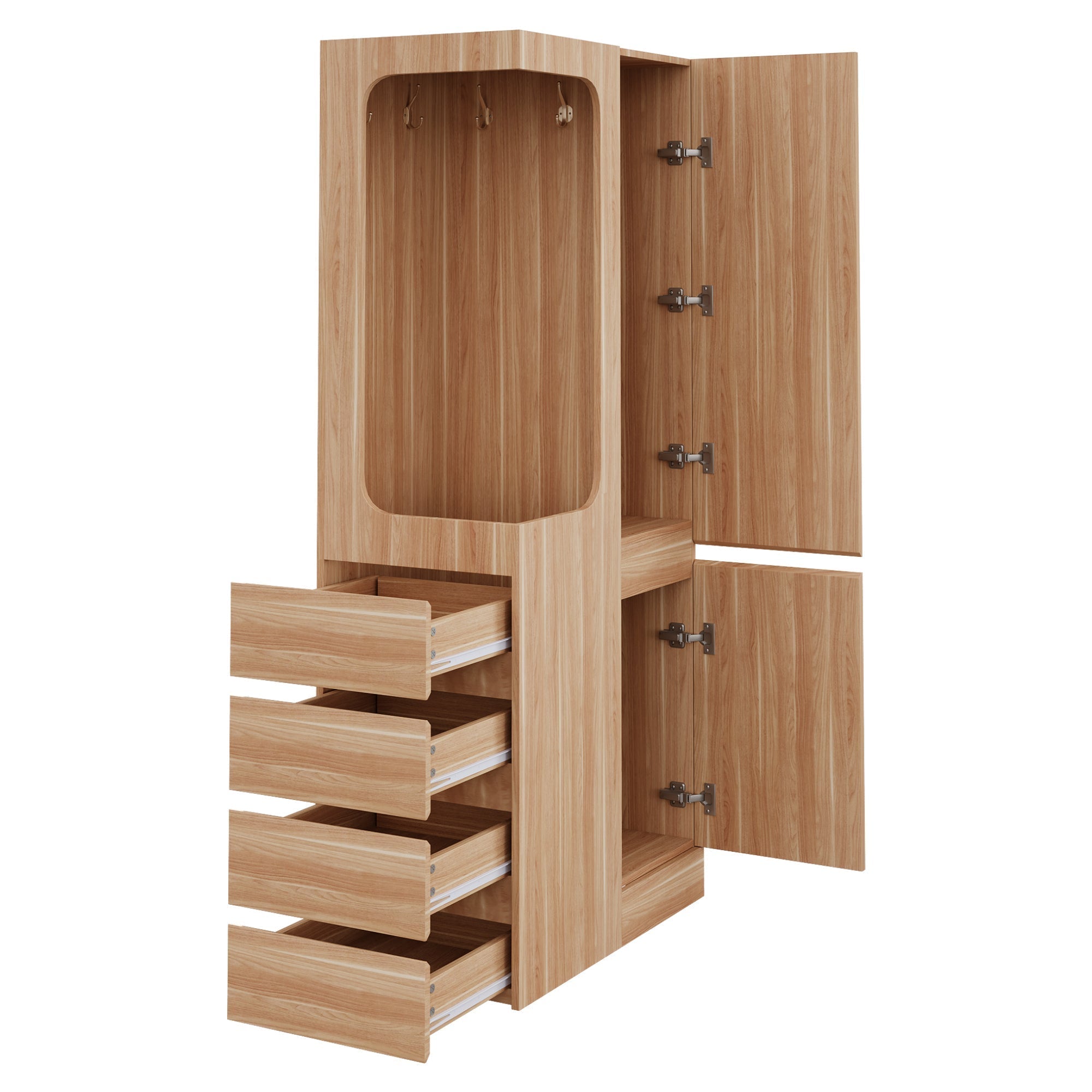 Wardrobe 70x40x170cm Drawers Storage Single Door, Wood Color