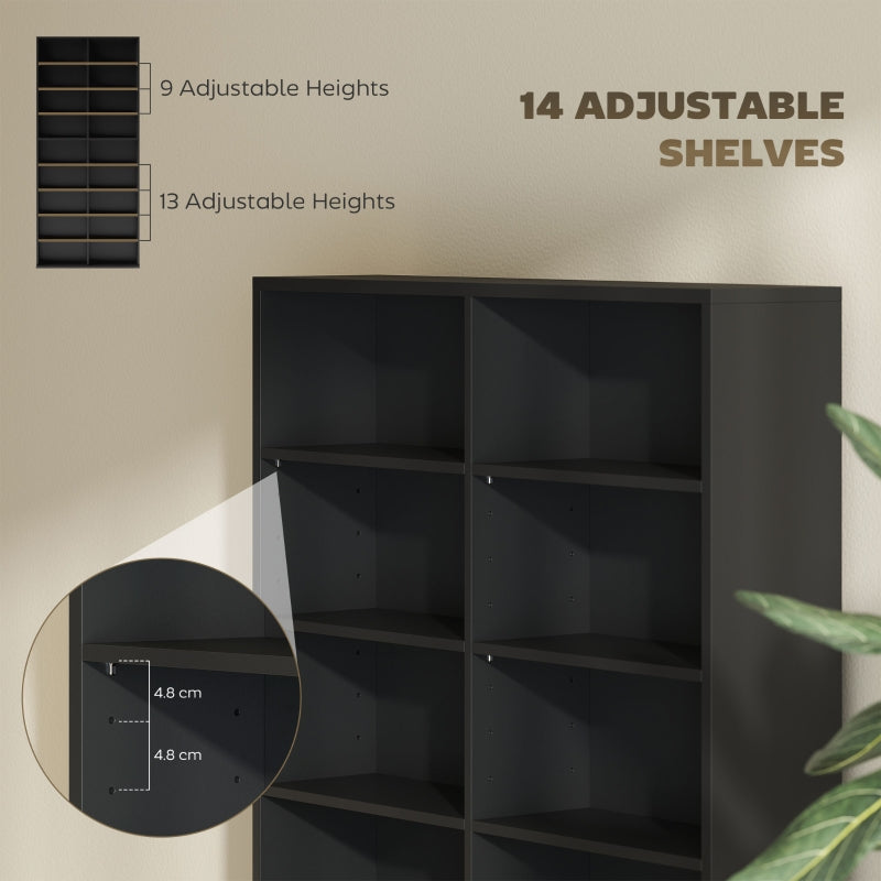 640 CD Storage Tower 14 Adjustable Shelves Engineered Wood Black