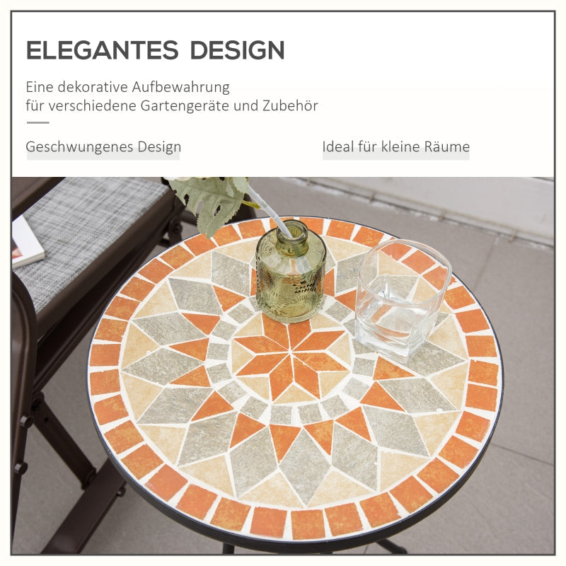 Side Table/Flower Stool Round Ø35.5cm Weatherproof, Yellow and Grey