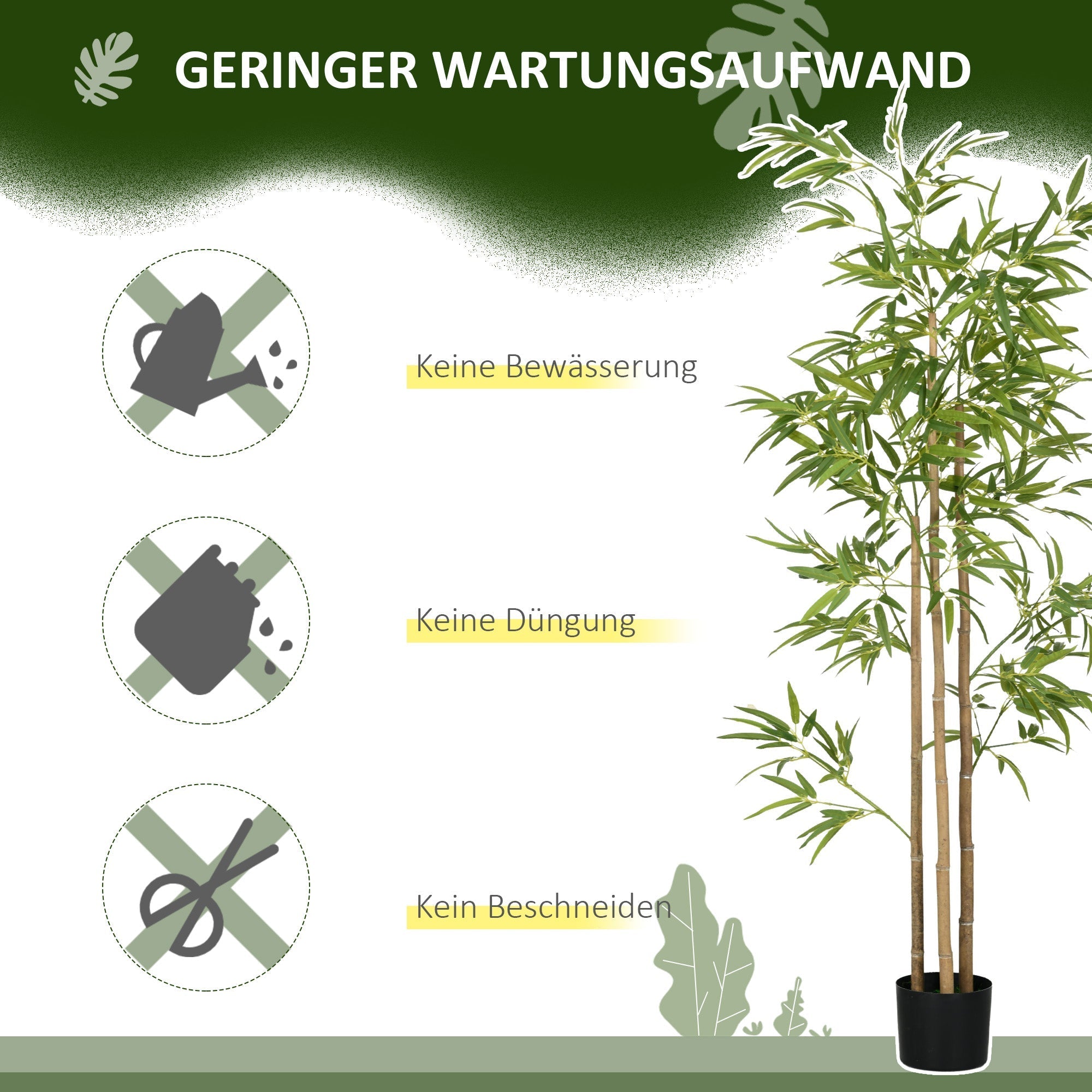 Artificial Bamboo Plant, 180cm with 830 Leaves, Green