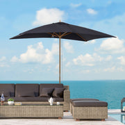 Garden Parasol Umbrella, 2 x 3m Outdoor Shade Canopy, Wooden, Black