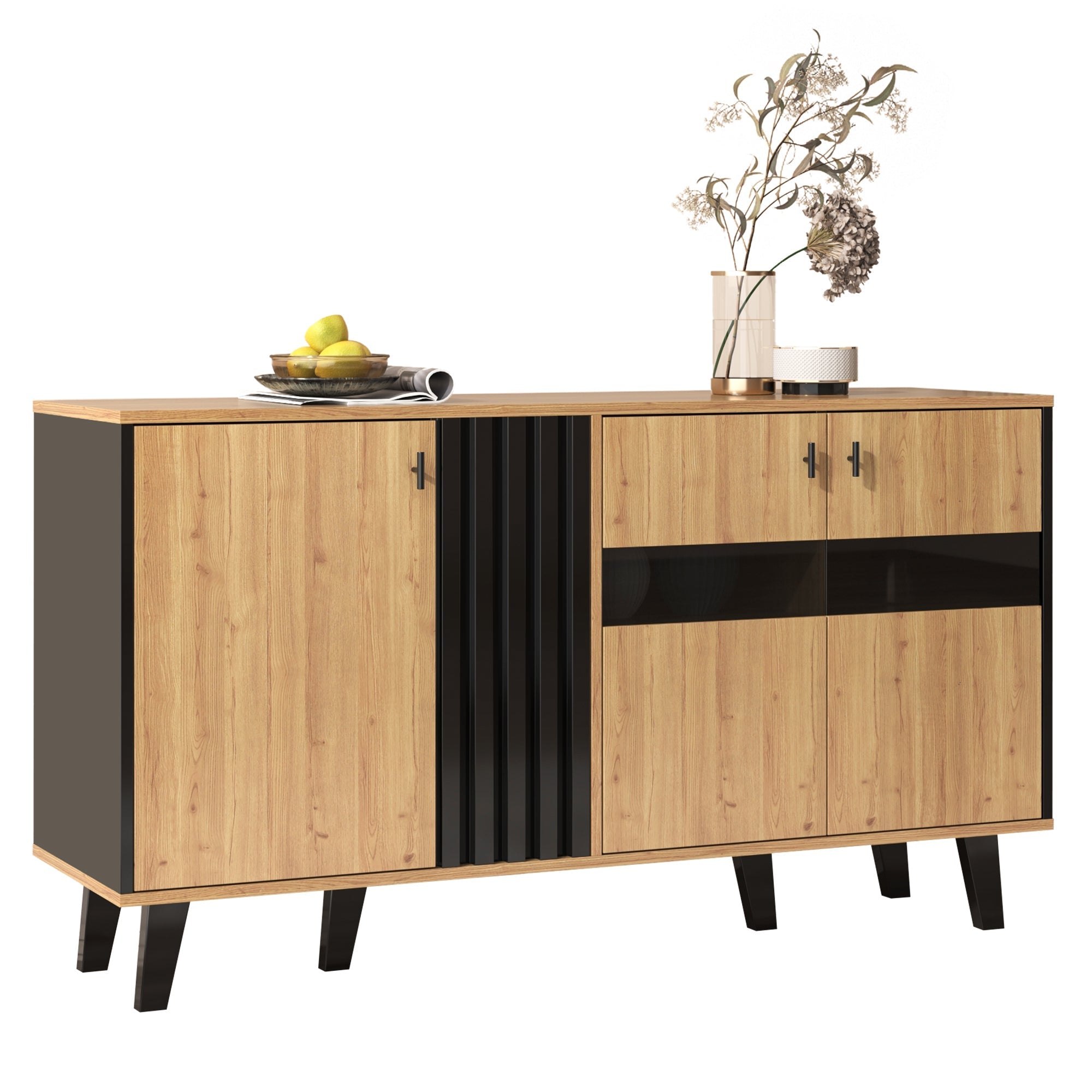 Living Room Furniture Set - Coffee Table, TV Cabinet & Sideboard, Modern, Wood & Black