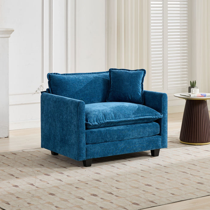 Cloud Sofa Single Seat Sectional Upholstered Chenille - Blue