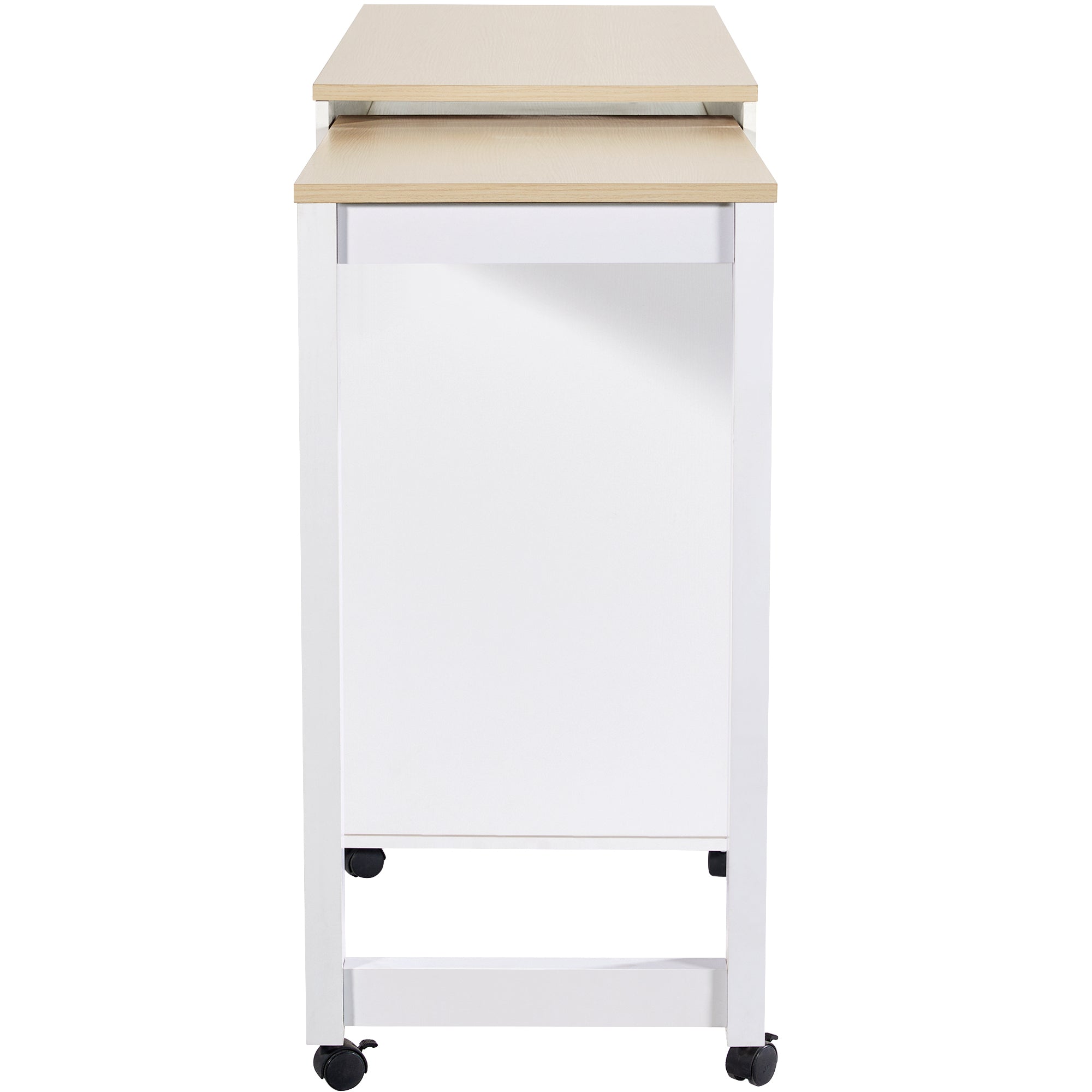 Extendable Bar Table Dining Table with Storage 6 Shelves - White