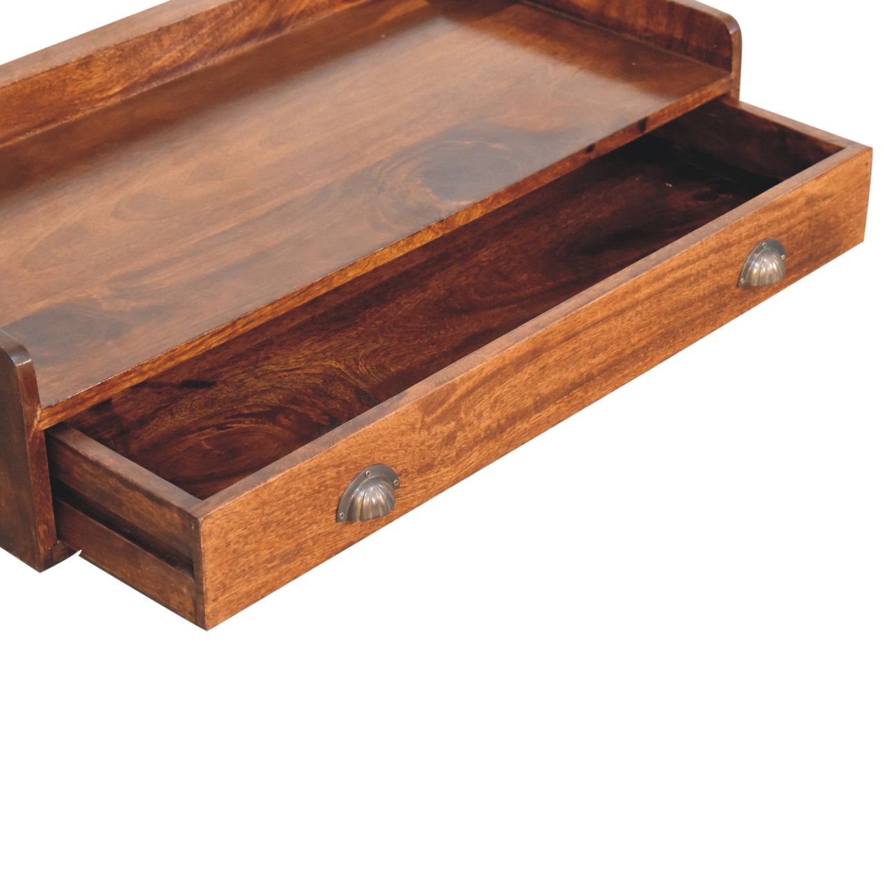 Belmont Wall-Mounted Console Shelf 1 Drawer Solid Wood Dark Brown