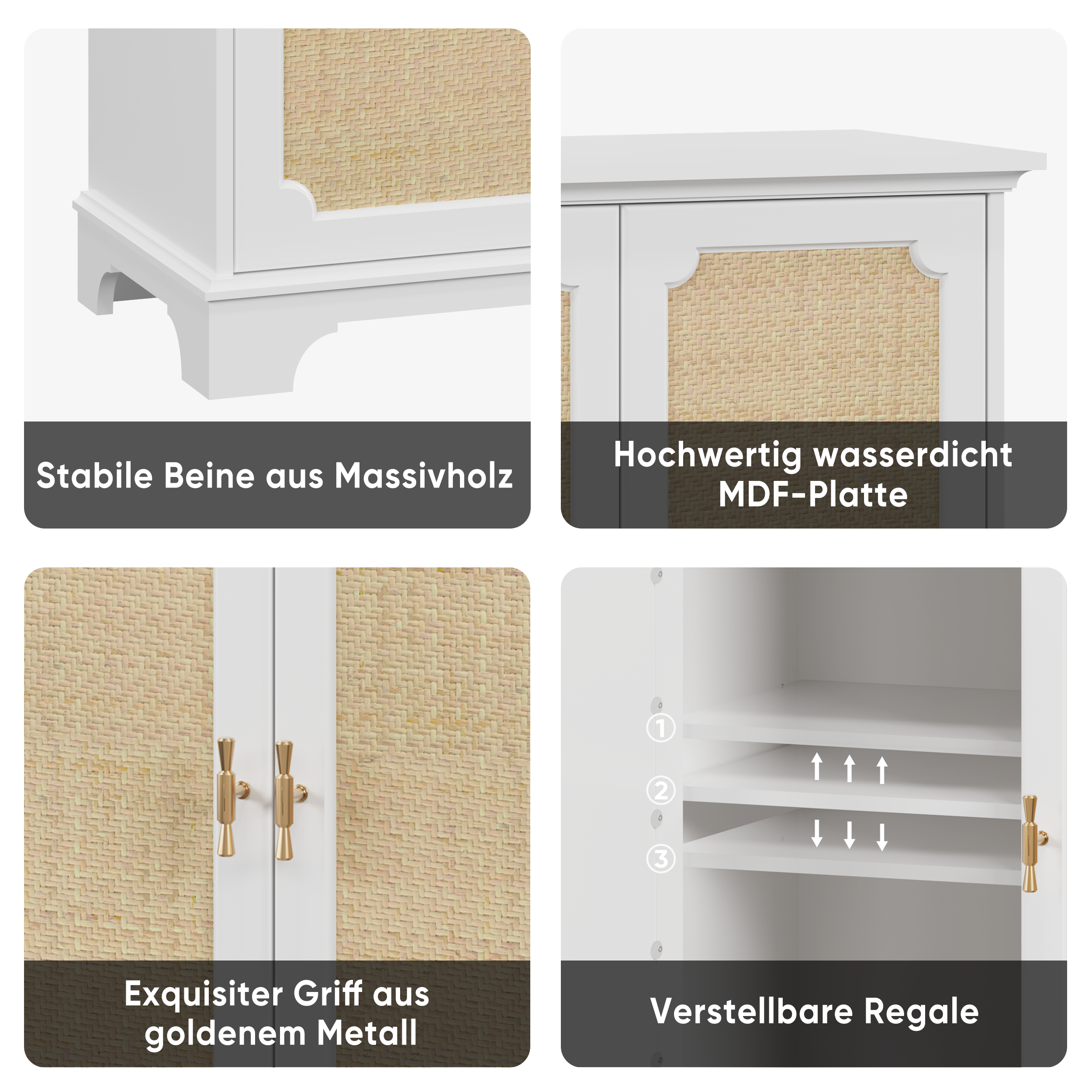 Sideboard, Kitchen Buffet Console, Rattan