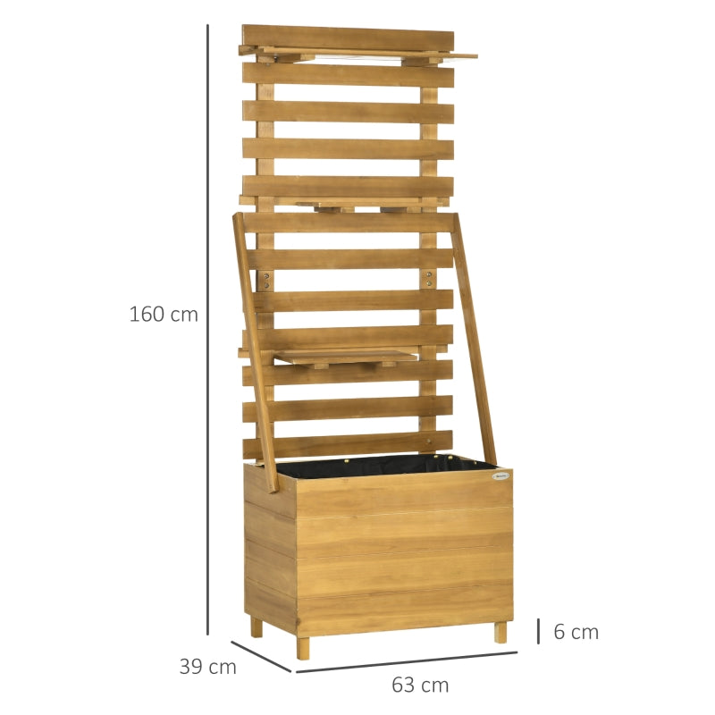 Raised Bed with Trellis, 3 Shelves, Wood, Brown