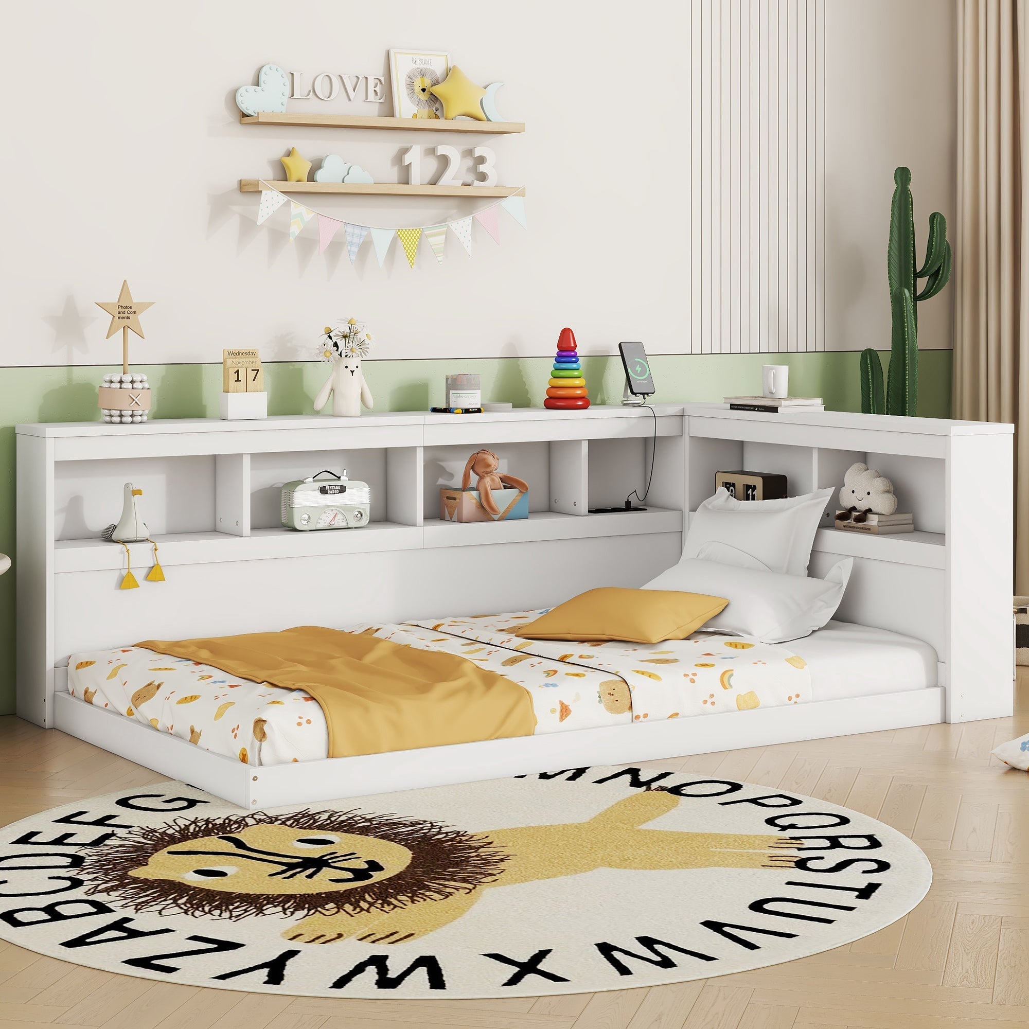 Daybed Sofa Bed 90x200cm with Power Outlet 2 USB Ports Slatted Base White