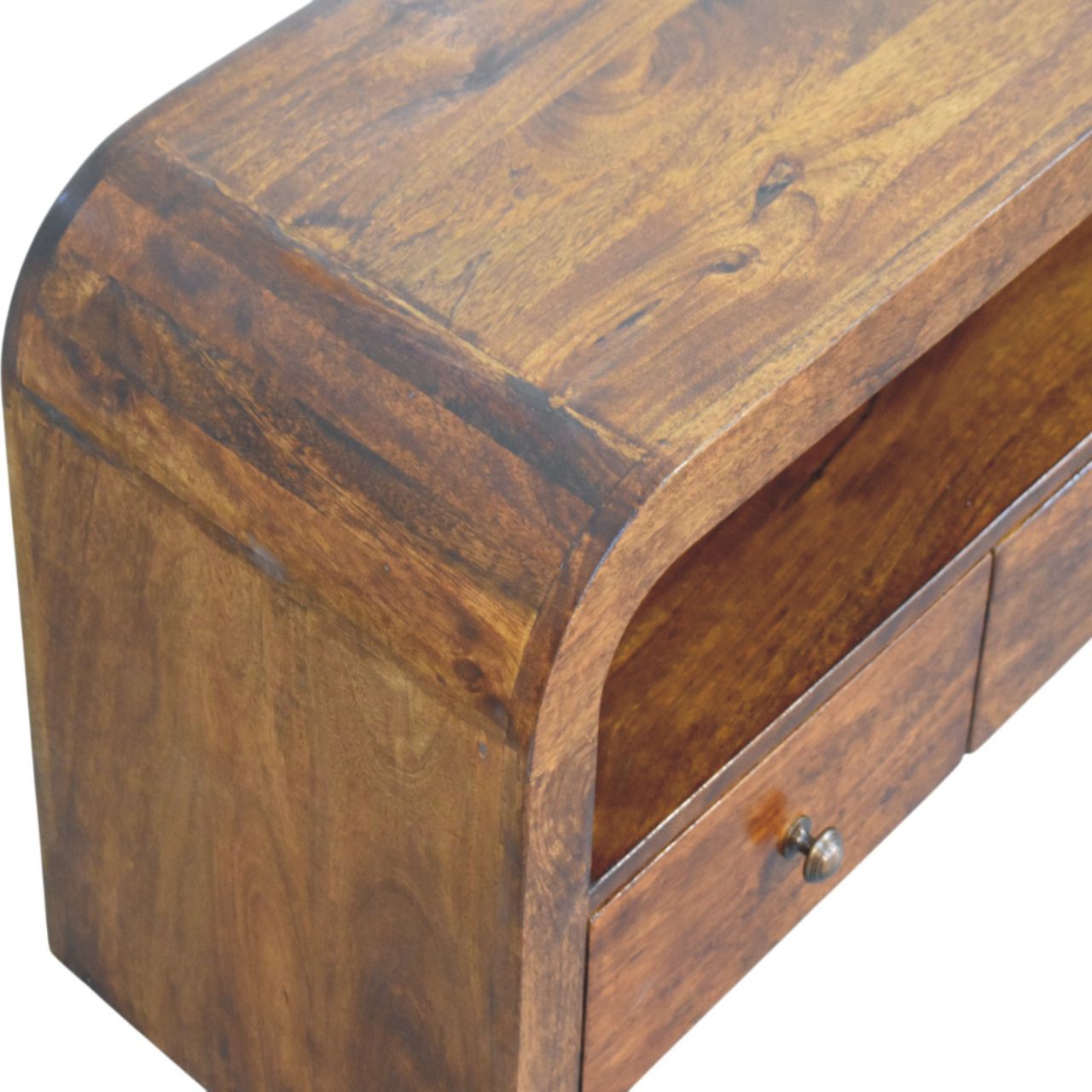 Darcy 3 Drawer Open Shelf Media Unit, Chestnut