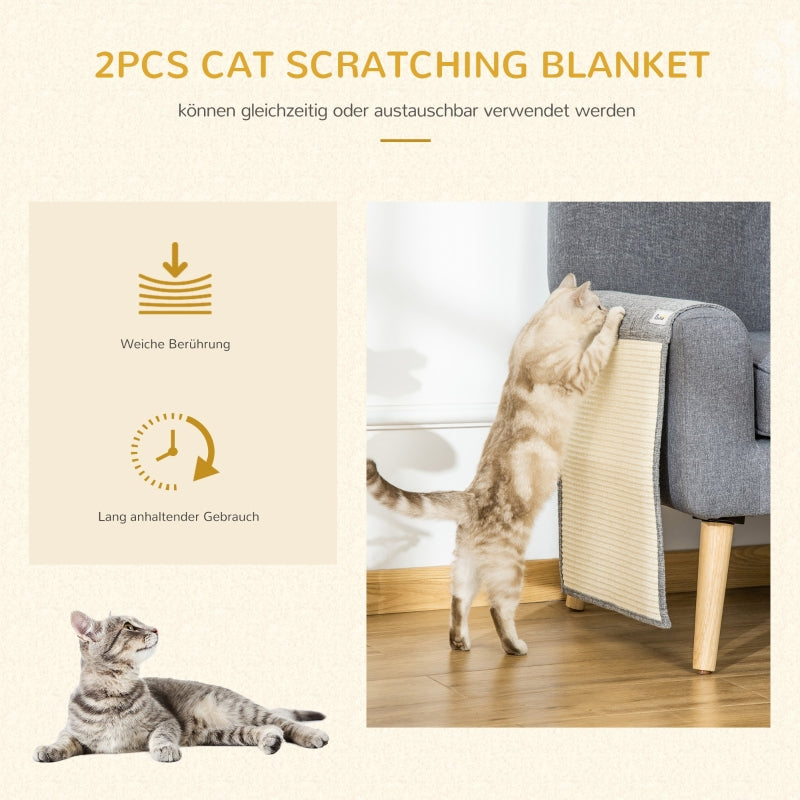 Kratzmatte, 2-teilig Sisal für Katzen, Grau