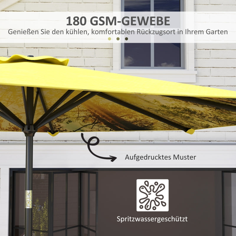 Parasol with Hand Crank, Octagonal Balcony, Yellow
