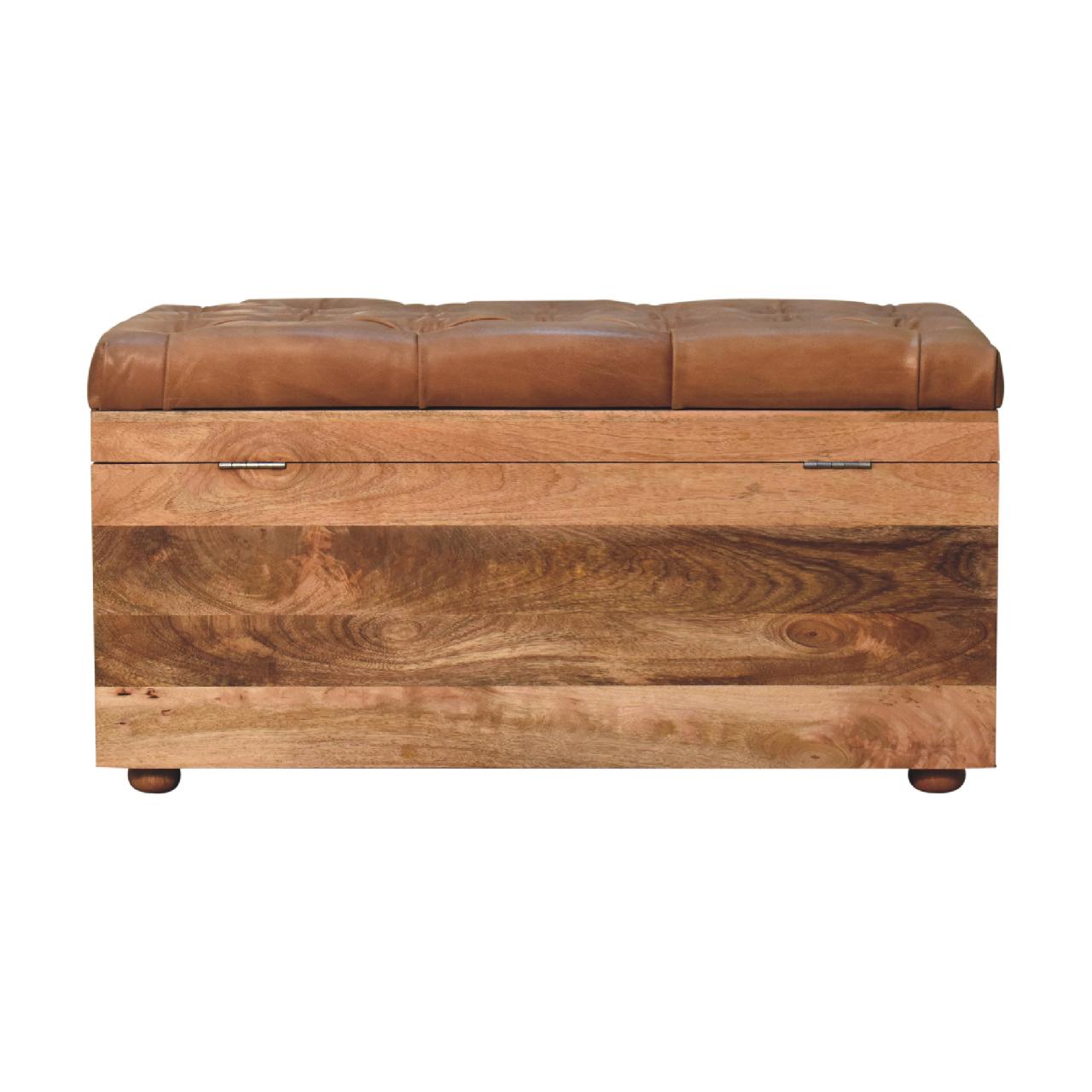 Buffalo Hide Storage Trunk, Oak-ish