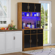 Multifunctional Buffet, 100x40x180cm with LED & App Control, Natural-colored/Black PB, MDF