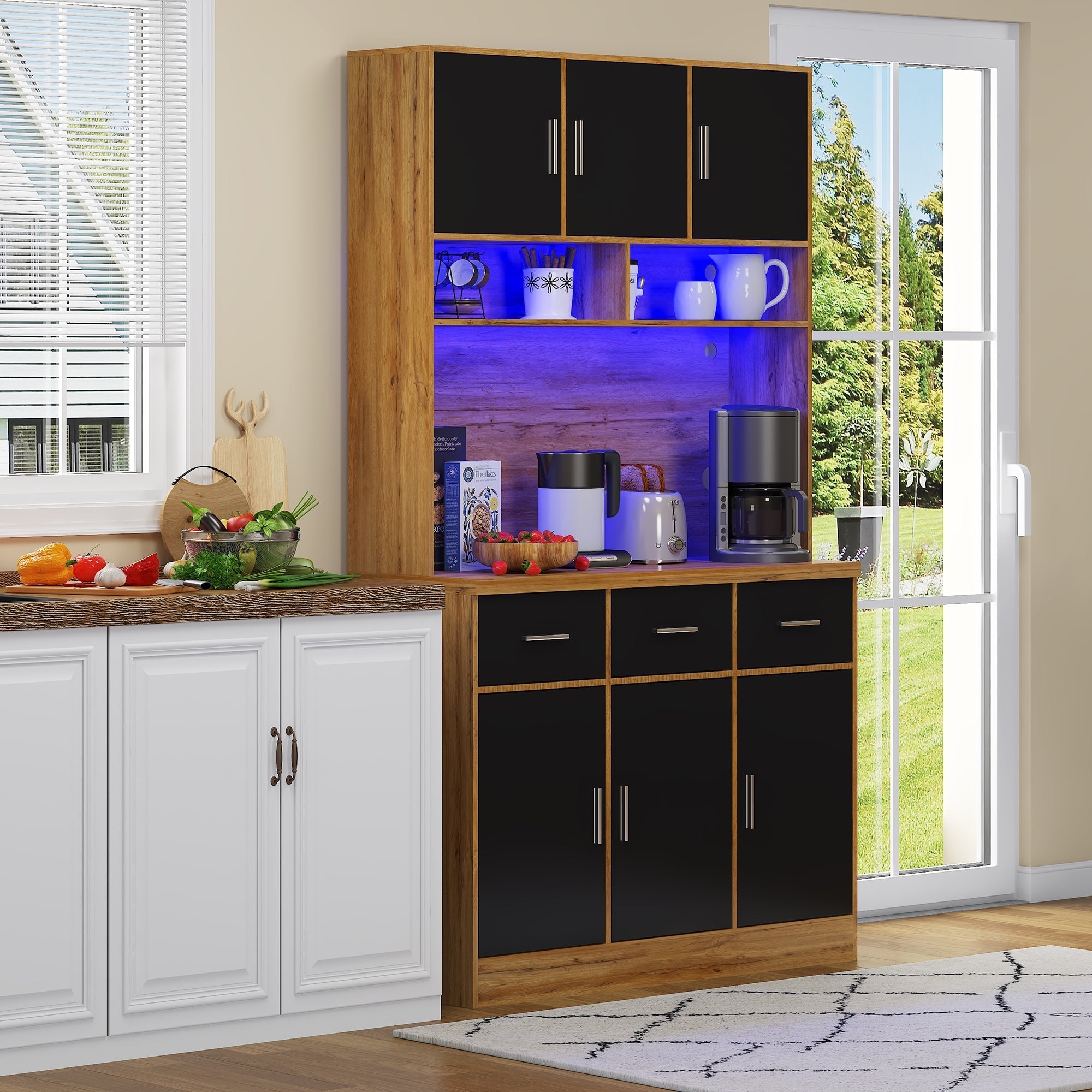 Multifunctional Buffet 100x40x180cm with LED, App Control, Drawers & Power Outlets