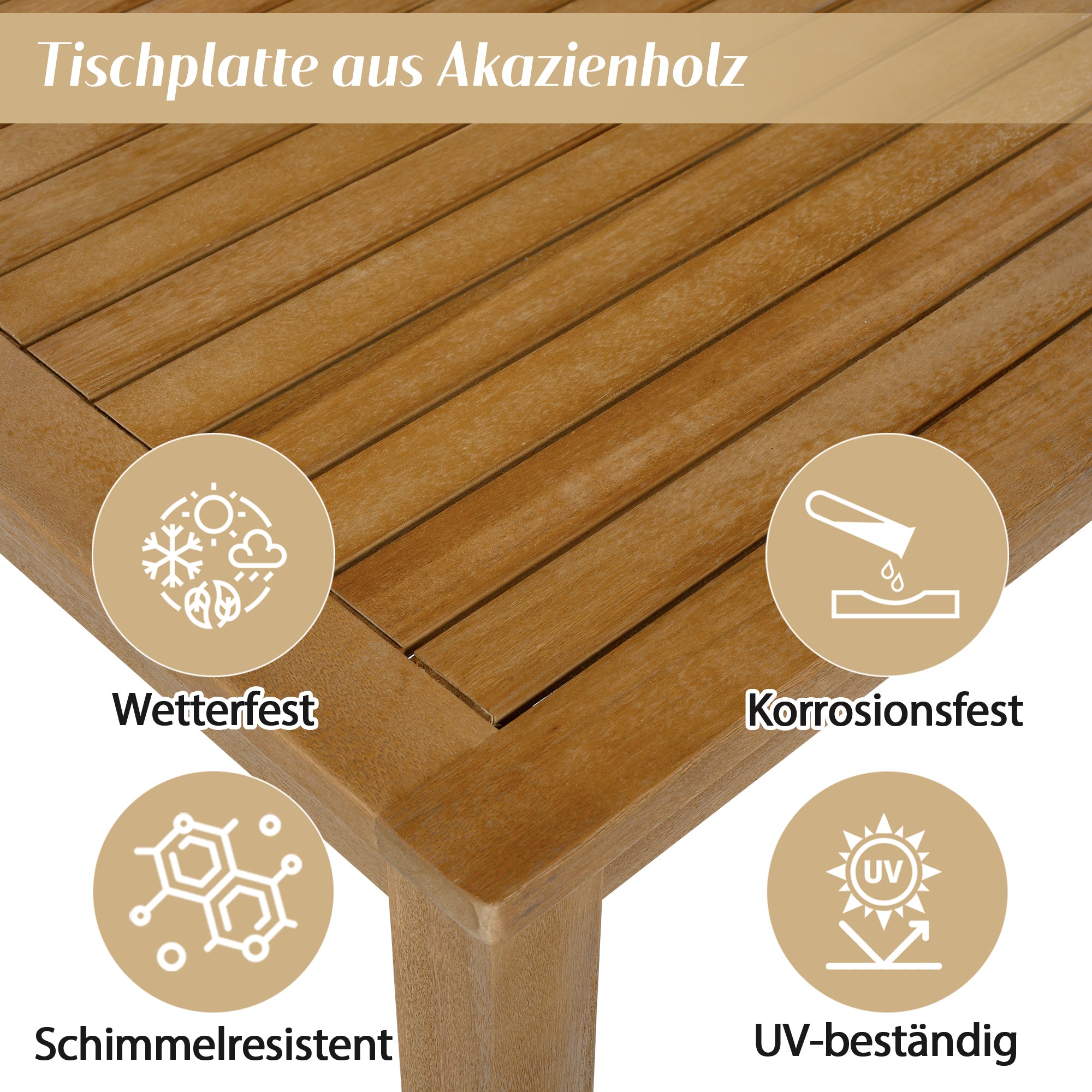 Garden Furniture Set with Corner Sofa, Coffee Table and Woven Rope Craftsmanship, Beige Acacia Wood