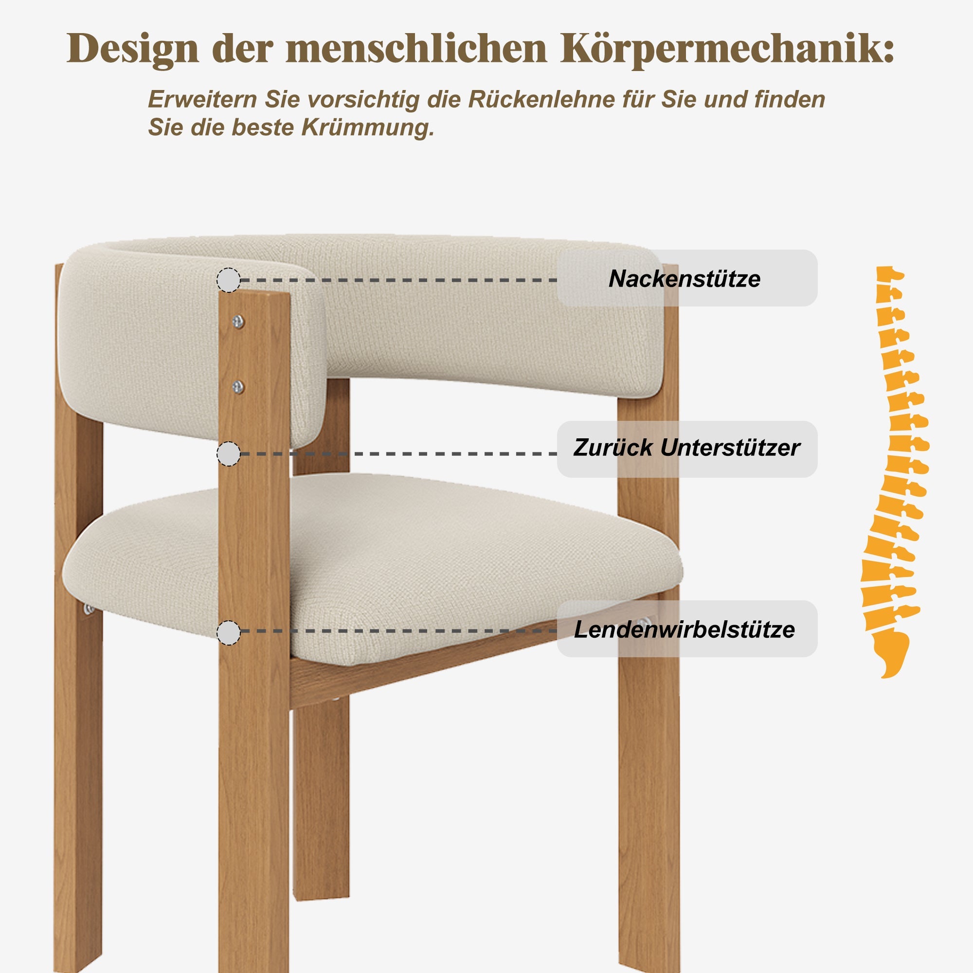 Ergonomic Dining Chair Set of 4 with Thick Padding and Iron Legs, Wood Look