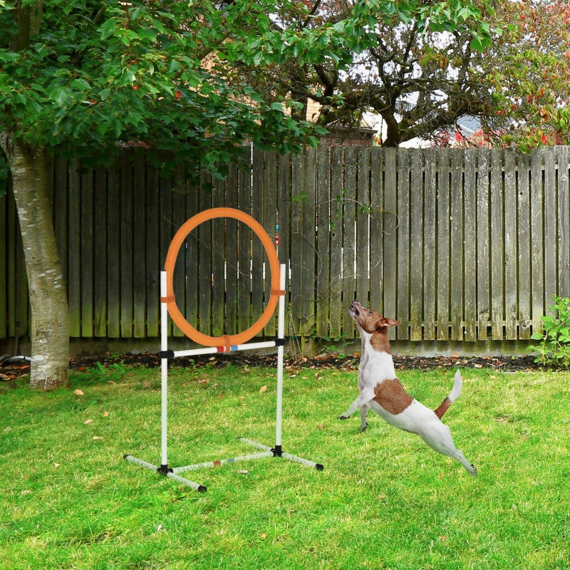 Dog Training Set Agility Jumping Ring Portable PE White + Orange