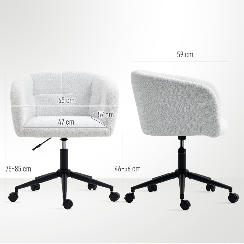 Office Chair Upholstered Tub Design Rolling Plush - Cream/Black