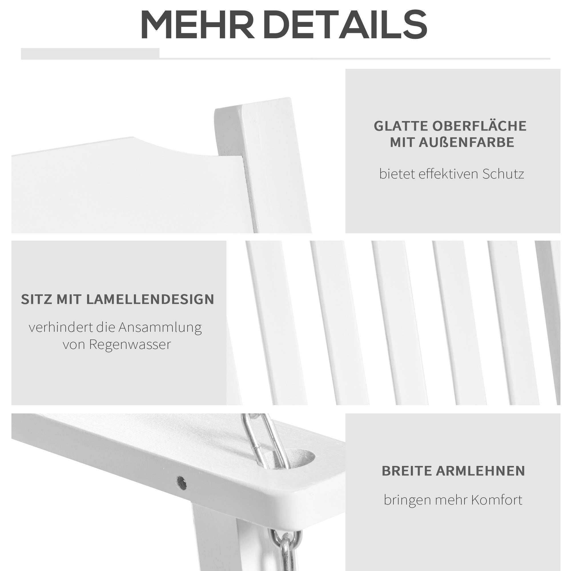 Garden Swing Bench 2-Person Solid Wood Patio/Terrace, White