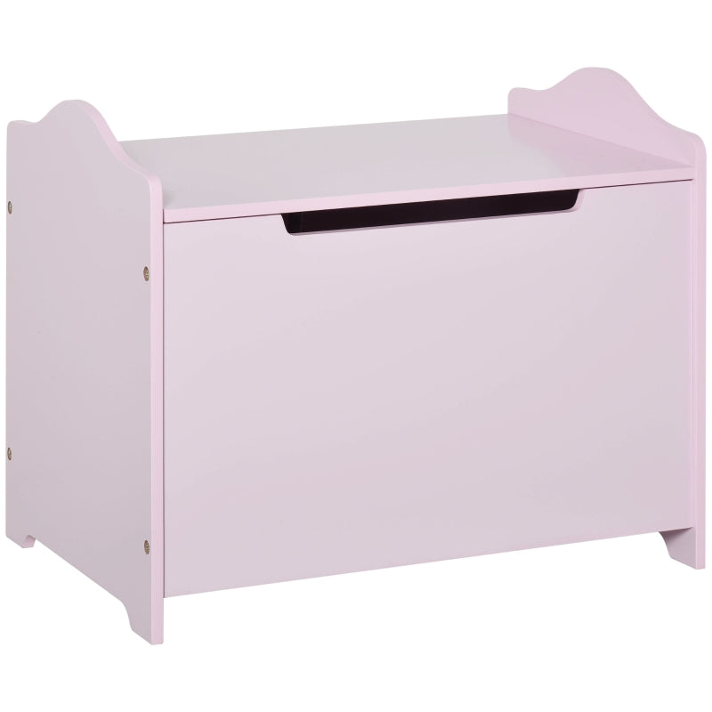 Wooden Kids Toy Box Storage Chest with Safety Hinge, Pink