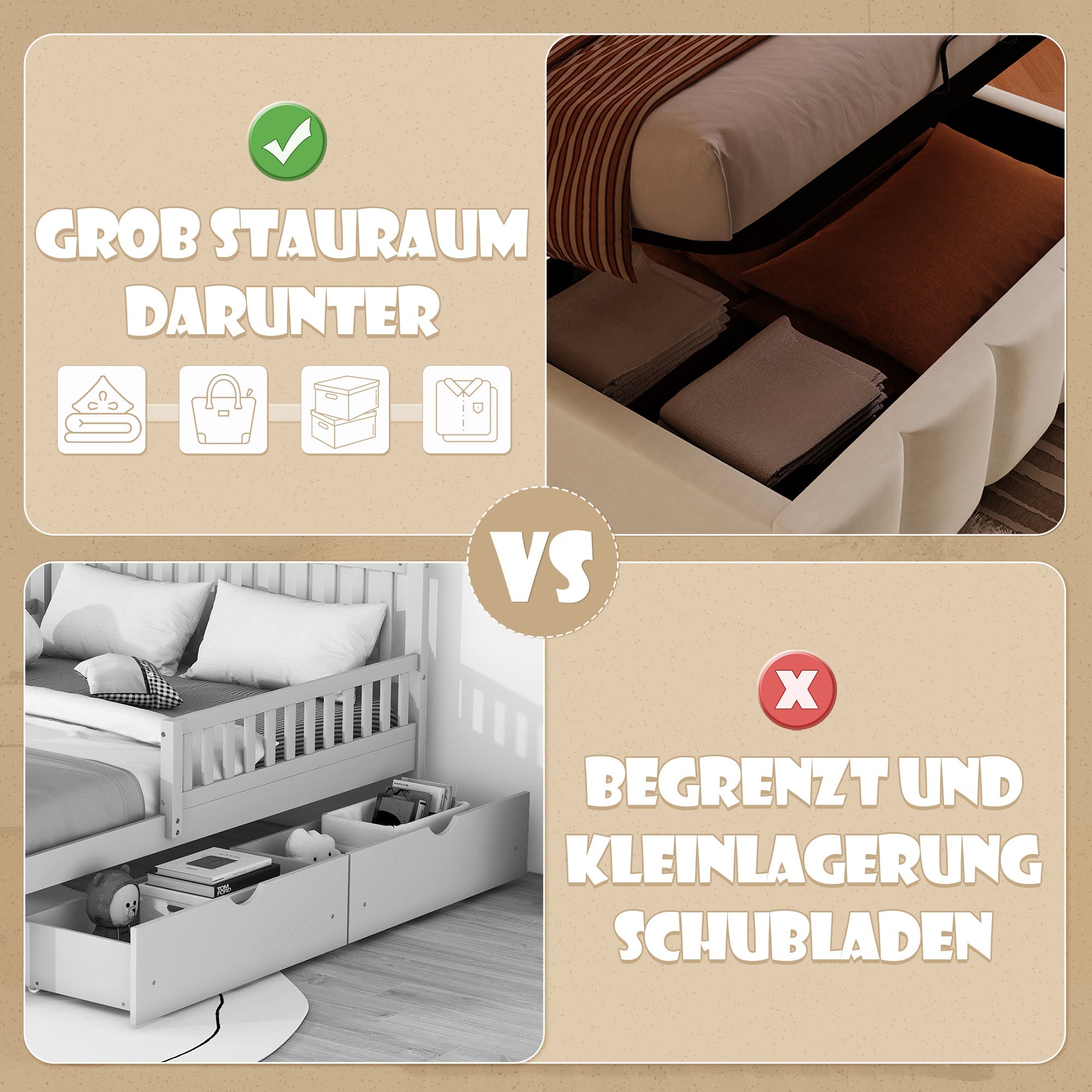Upholstered Bed 90x200cm Hydraulic LED Adjustable Headboard Beige Velvet