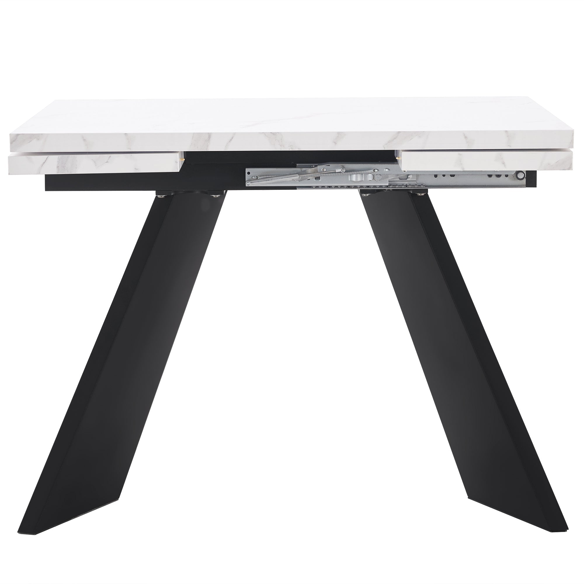 5-Piece Dining Set Extendable Table 160x80cm with 4 Grey Velvet Chairs White