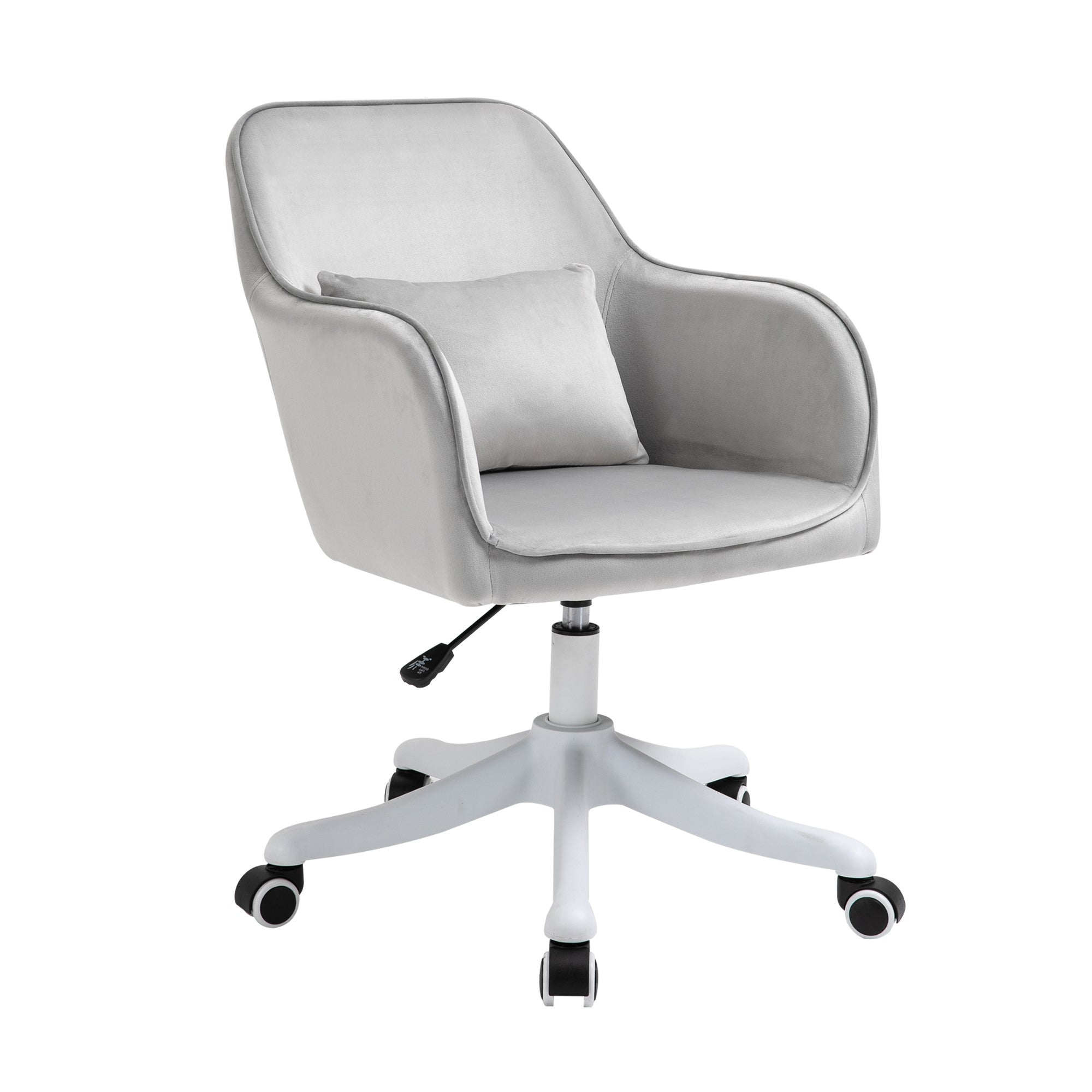 Swivel Office Chair, Massage Function, Armrests, Lumbar Cushion, Grey