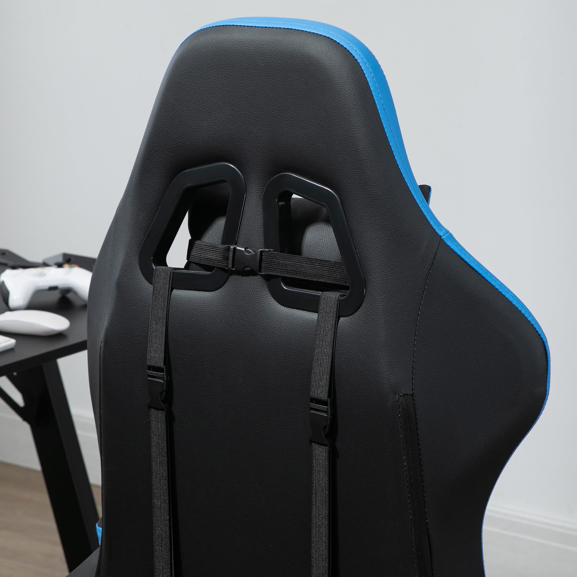 Vinsetto Gaming Chair, Height-Adjustable, Reclining, Blue Black