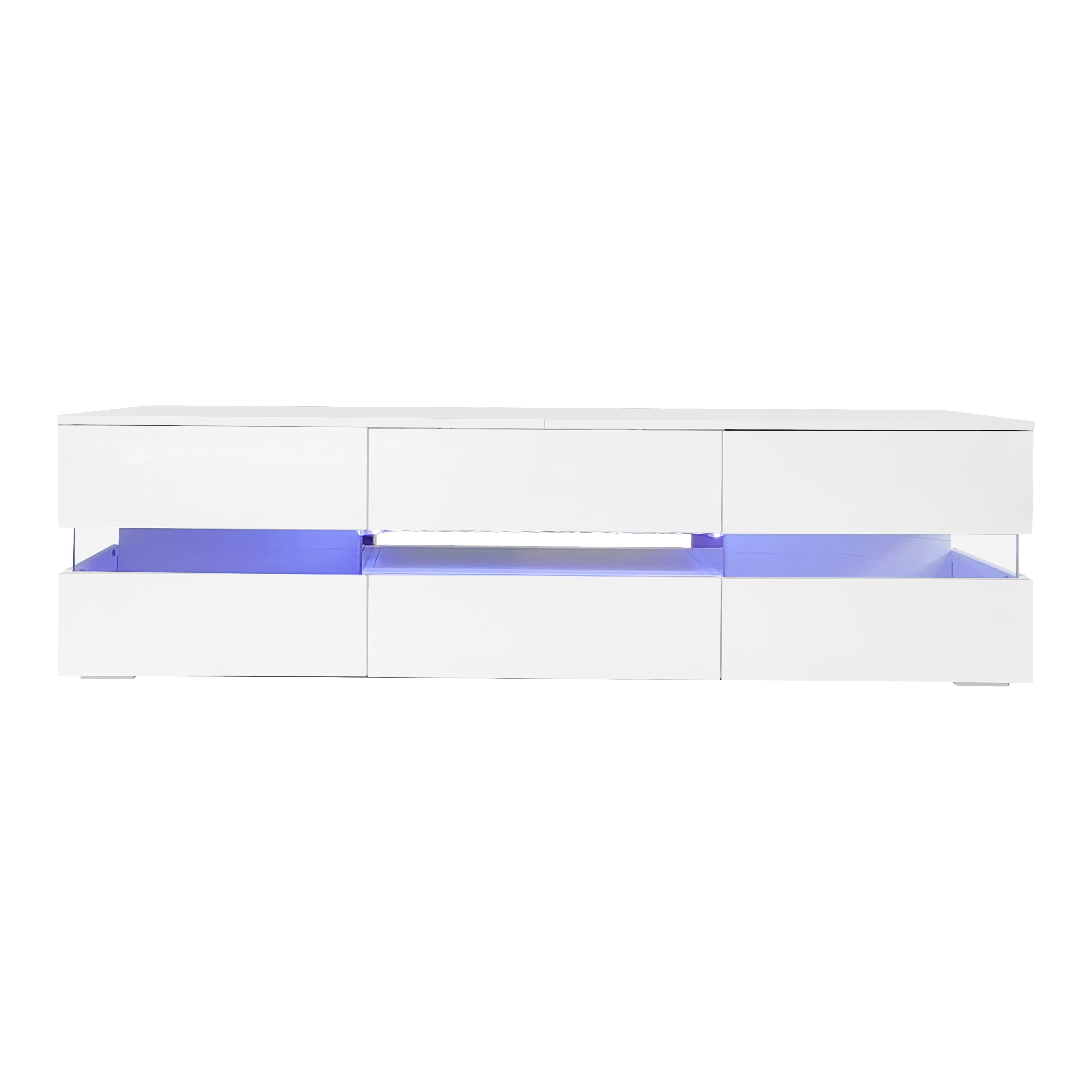 Modern TV Cabinet 160cm LED Storage for 70-inch TVs High-Gloss White