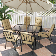 Seven-Piece Garden Dining Set with Cushions, Beige