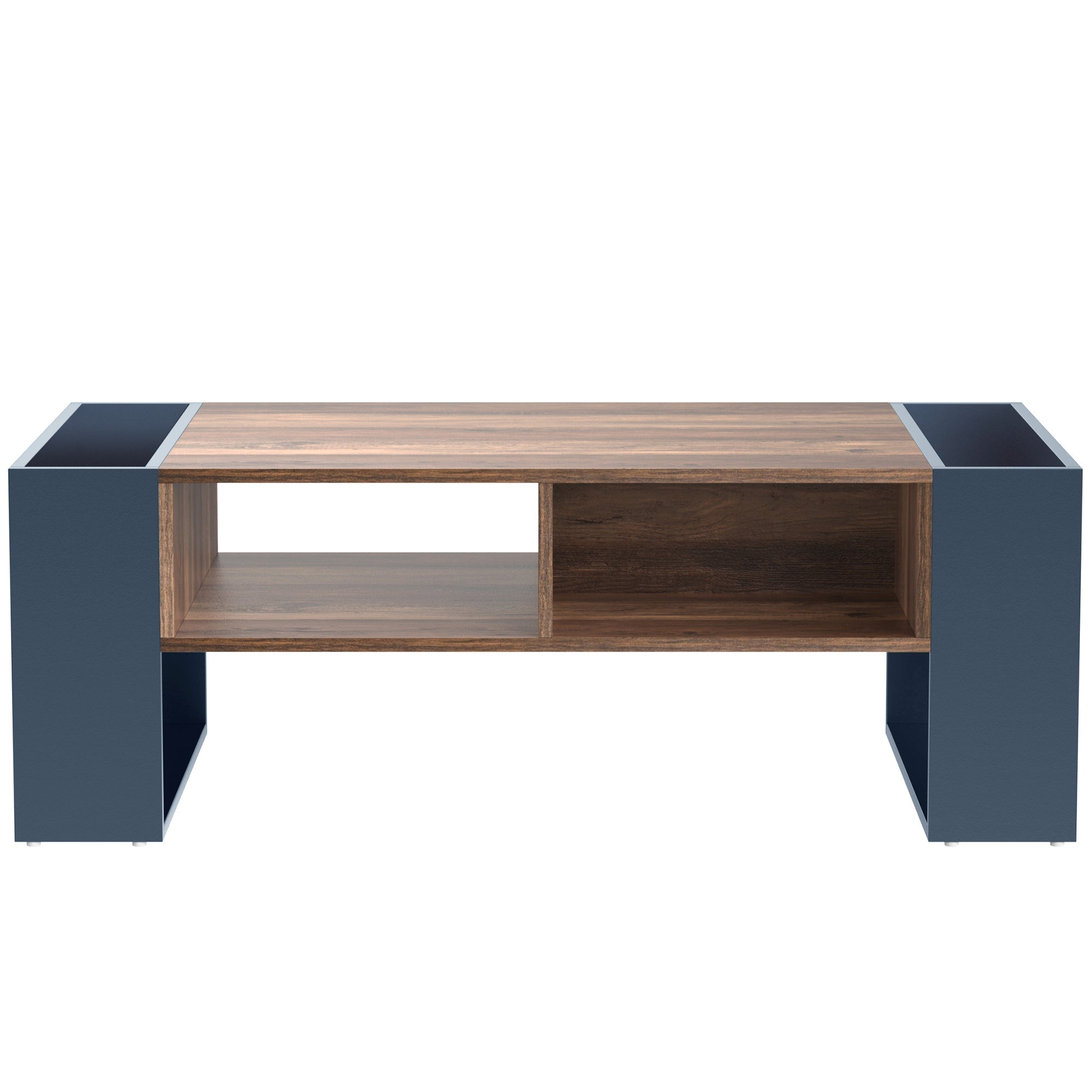 Coffee Table with Handleless Drawer & Double-Sided Storage, Anthracite Wood Grain