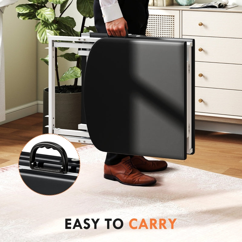 Portable Massage Table 3 Section Adjustable Foldable Faux Leather Black