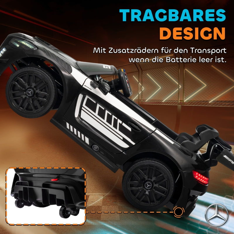 Mercedes Electric Ride-On Car with 12V Battery and LED Lights, Black