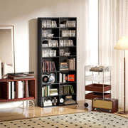 640 CD Storage Tower 14 Adjustable Shelves Engineered Wood Black
